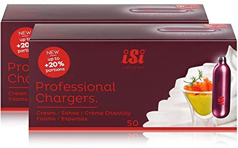 iSi Professional Chargers Capsule crema 420 g – Cartucce 50 x 8,4 g (confezione da 2)