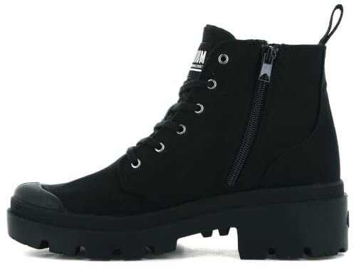 Palladium Women's Pallabase Twill Canvas Combat Ankle Boots, Black, 7.5 M
