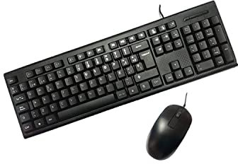 PCCASE PCC-KTR-001 - Kit de Teclado y ratón pc (Membrana, USB, cableado, diseño Fibra de Carbono) QWERTY Español, Color Negro