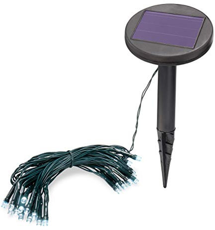 Esotec Solar Lichterkette Glühwürmchen, Leuchtlänge 2,5m, Kabellänge Gesamt 4,5m, Zuleitung 2m, 24 mini LEDs, kaltweiß, Akku, Solarmodul, Erdspieß, Terrasse, Balkon, außen, winterfest, 102165