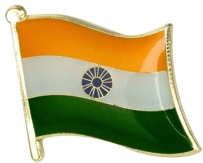 India National Flag Metal Enamel Lapel Pin Badge – 1.6 x 1.9 cm Tricolour with Ashoka Chakra – Hard Enamel Finish with Secure Clasp for National Pride, Independence Day, Events, and Collectors