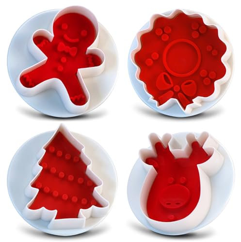 Ausstechförmchen Weihnachten Plätzchen-Ausstechformen,Guador Mini-Ausstecher-Set Weihnachten Keksausstecher Kunststoff Stempel Ausstecher Weihnachtsplätzchenform Weihnachtsplätzchen Schimmel 4pcs