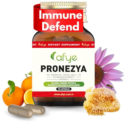 afye Immune System Support Supplement - Natural Blend of Propolis, Royal Jelly, Echinacea & Vitamin C - Enhances Health Plant-Based 90 Capsules (Pack of 1)