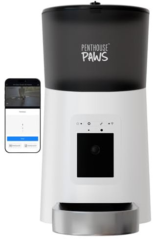 PHP Smart HD automatisk kattmatare med kamera, 6 L automatisk kattmatautomat, tidsinställd automatisk husdjursmatare för katt, schemalägga måltider automatisk kattmatare torrmat, röstinspelning