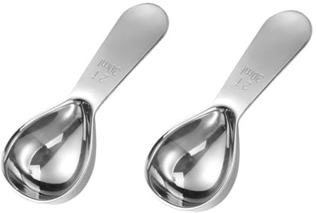 2Pcs 30ml/1oz Silver Stainless Steel Coffee Scoops 2 Tablespoon Coffee Spoon Short Handle Measuring Spoons for Tea Sugar Ground Coffee Milk Powder (2 Tbsp / 1/8 Cup)