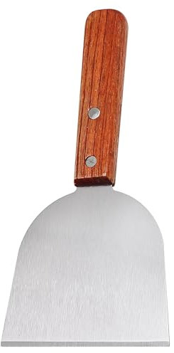 Rasqueta para barbacoa, para limpieza de barbacoa, pala de acero inoxidable, rasqueta de alto rendimiento con mango de madera para carne, pizza, pícnic, humburger