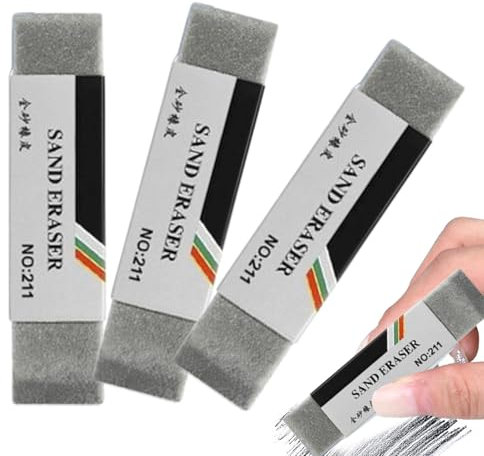 Gomme Sablée,3 Pièces Gomme Réutilisable pour Marques d'Encre | Antitaches Sans Poussière Fournitures Scolaires pour Esquisses Examens Dessins Techniques