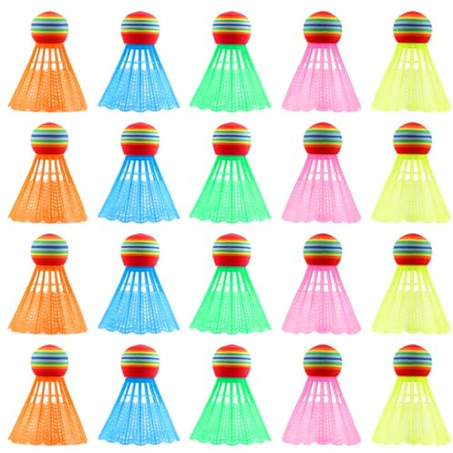 20 Pezzi Volano Badminton in Plastica Colori Palline Badminton Arcobaleno Badminton Stabilità e Durata Volani da Badmintons per Sport Interni e Esterni Intrattenimento Giochi Allenamento