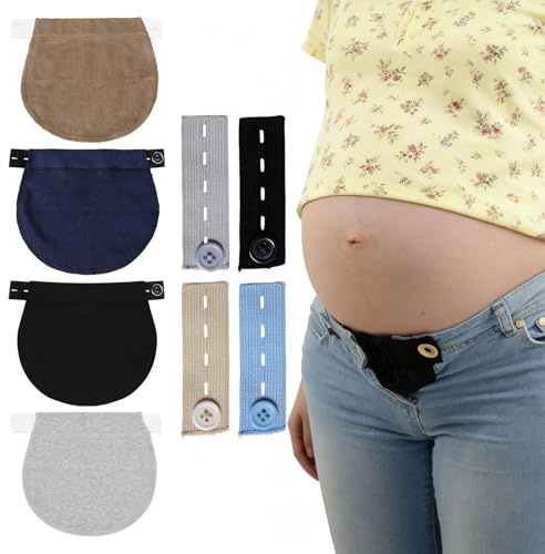 Grosion 8 PCS Maternity Pants Extender,Adjustable Maternity Trouser Extender,Trouser Extenders Women,Waist Extender for Trousers,Easy Adjustment Button Extender for Pregnancy Jeans