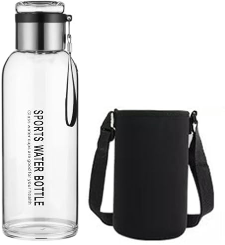 Ngbbby Bouteille d'eau en verre borosilicate, bouteille avec infuseur à thé en verre transparent de 1000 ml, gobelet à thé portable avec infuseur et manchon de tasse pour boissons, jus