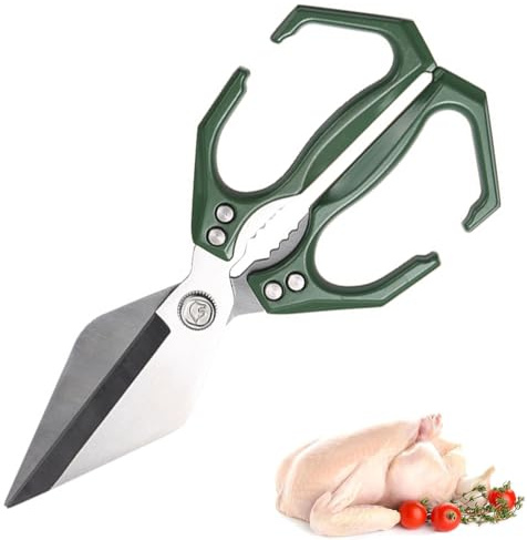 Tijeras de Cocina multifuncionales para Trabajo Pesado, Tijeras para Aves de Corral con Mango, Tijeras de Acero Inoxidable Resistentes para Carne, Verduras y nueces,Red