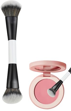 Pennello Per Fondotinta,Doppia Punta Con Setole Dense - Pennello Fondotinta per Trucco Liquido - Per Blush Highlighter Contour Corrector Bronzer Fusione Donne Casa Viaggio Festa Matrimonio Palco