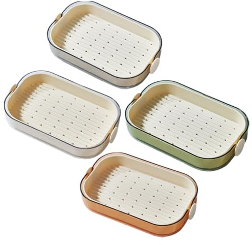 4pcs Double Layer Soap Draining Dish PP PET Compact Storage