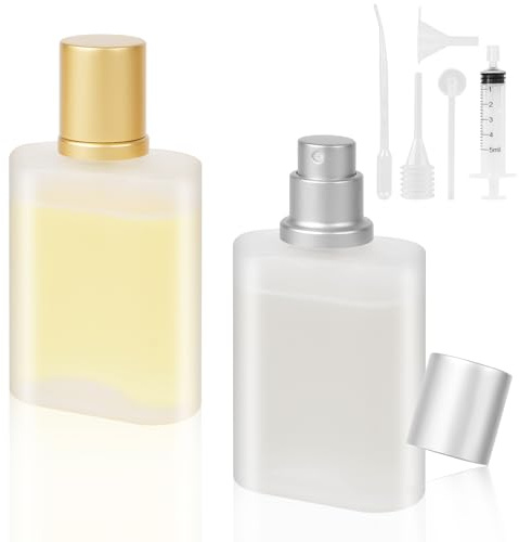 LOPHE 100ml Perfume Atomiser 2-Pack,Frosted Glass Travel Bottle | Large capacity dispenser,includes filling tools,portable scent container,for daily use,duo pack,reusable