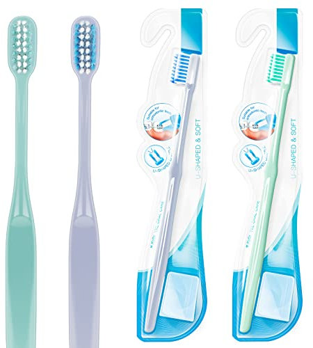Y-kelin kieferorthopädische Zahnbürste, U-förmiger weicher Bürstenkopf, 4er Pack, Jedes enthält einen Zahnbürstenschutz Kopf