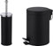 iTrend 3L Pedal Dustbin and Toilet Brush with Holder set - Bathroom Accessory - Powder Coated Steel Bin with lid - Toilet Brush with Stainless Steel Handle, Round Lid and Dense Bristles - Black