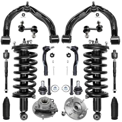 Detroit Axle - 4WD Front End Suspension Kit for 08-10 Infiniti QX56, 08-12 Nissan Armada Titan, Wheel Bearing Hubs Struts Upper Control Arms Tie Rods Boots Sway Bars Lower Ball Joints Replacement