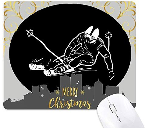 sport d'hiver ski de fond noir configuration illustration la nuit de noël, tapis de souris en caoutchouc