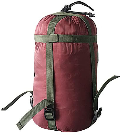 GeKLok Nylon Compression Stuff Sack for Sleeping Bag, Lightweight Compression Sleeping Bag, Storage Stuff Sack Design For Camping for Backpacking Hiking Camping Outdoor Living(Wine Red)