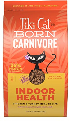 Tiki Cat Born Carnivore Indoor Health, Chicken & Turkey Meal, 6 lbs Bag