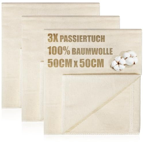 COM-FOUR® 3x Ropa panadero, estopilla, paño para colar, 100% algodón - Paños tejidos para la preparación de masas - Reutilizables, resistentes desgarro con alta humedad - Paño lino para hornear pan