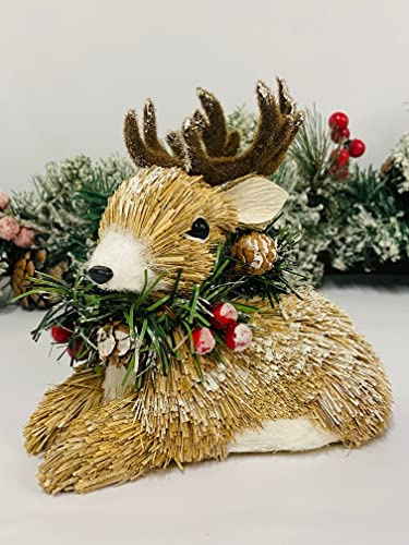 Mezzaluna Gifts Renna con corona di Natale ornamento (PICCOLO H 17 cm x L 17 cm x P 7,5 cm)