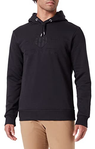 Gant Herren REG Tonal Shield Hoodie Pullover, Black, 3XL