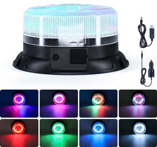Fxlpower LED Rundumkennleuchte, 9 Modi LED Warnleuchte mit Magnetischem, Gabelstapler Warnung Blinklichter für LKWs Postfahrzeuge Traktor Traktor Golfwagen