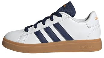 adidas Unisex Kinder Grand Court Lifestyle Tennis Lace-Up Shoes, FTWR White/Dark blue/GUM10, 33 1/2 EU