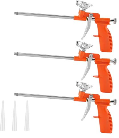 3 Stück Schaumpistole: Bauschaumpistole, PU Schaumstoff Pistole aus Metall zum Verfüllen und Abdichten, Bauschaumpistole für den Heim und Bürogebrauch für Profi und Heimwerker, Schaumpistole, Orange