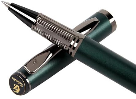 Tintenroller mit flüssiger Tinte,Metallstift, sanftes Schreiben, stilvolles Design, müheloses Schreiben, Luxus-Stifte mit Geschenketui für Männer und Frauen mit 2 Minen (Grün)