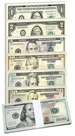 CHUNLINLAODA 140PCS Prop Money Faux Billets Dollar, Billets de Dollar, Fictif Billets en Jouets, Jouets de Films en Espèces pour Les Magasins et Les études, Film, Jeux de Casino (Brun)