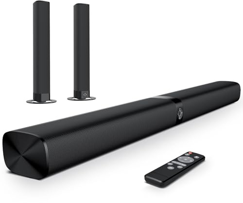 GarageRock Sound Bar for TV, Soundbar 2-in-1 Detachable Sound Bars with Auto Volume Boost for Clear Sound, TV Speakers with 3 EQ Modes, Bluetooth 5.3/ARC/Opt/AUX Connection for PC/Gaming/Projectors