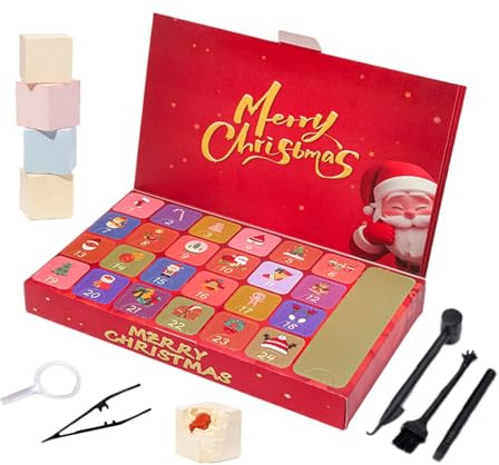 Compte à rebours de Noël pour creuser des cristaux – 24 boîtes, kit d'excavation de pierres précieuses naturelles, calendrier de découverte de minéraux, cadeau pour, cadeaux de fête de