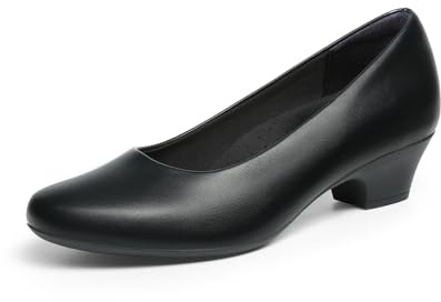 DREAM PAIRS Women's Chunky Heels Comfort Work Pumps,Black,7.5