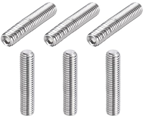 QUARKZMAN 6 Pcs Tornillos Prisioneros M8-1.25 X 45mm, 304 Acero Inoxidable Punta Cabeza Allen Hexagonal Interna Para Reparación De Accesorios De Baño Muebles Proyectos DIY