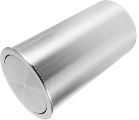 ibasenice Cubo de Basura Empotrado de 5,5l Tapa Abatible, Diseño Redondo de Acero Inoxidable para Cocina y Restaurante, Fácil de Limpiar y Ahorro de Espacio