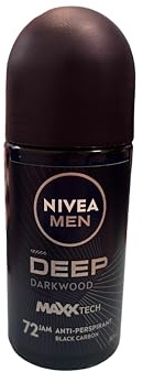 6 x Nivea Deep Dark Wood roll-on men's deodorant (50 ml)