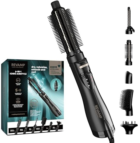 Revamp Progloss Airstyle 6-in-1-Heiß-Multi-Styler-Air-Bürste, Schwarz