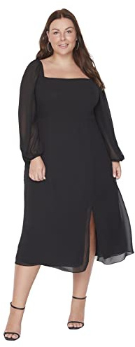 Trendyol Midi A-Line Regular Plus Size Dress, Robe,