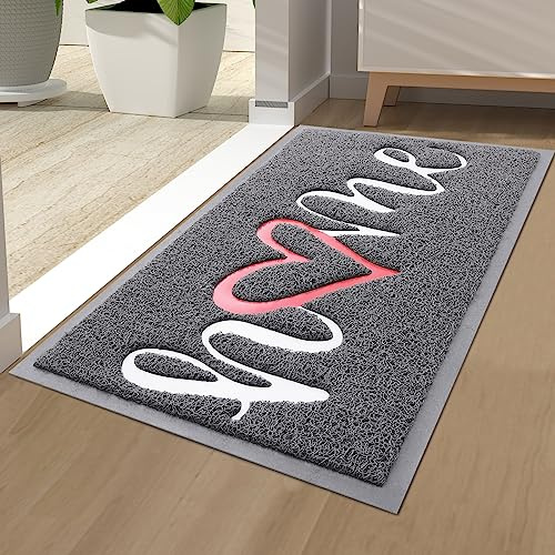 Homaxy Home Felpudo exterior e interior, antideslizante, felpudo para puerta, lavable, para puerta de casa, entrada, jardín (44 x 76 cm, gris)