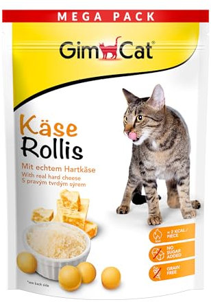 GimCat Käse Rollis - Getreidefreier und vitaminreicher Katzensnack mit echtem Hartkäse - 1 Beutel (1 x 425 g)