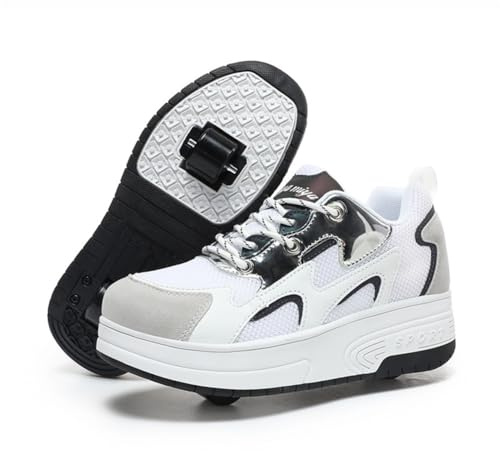 ENEN Chaussure a Roulette Mode Fille, Chaussures a roulettes Retractable Garçons Basket Roulette Enfant, Roller 2 Roues Déformable Adolescents pour Intérieur Extérieur