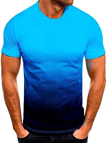 Men T Shirts UK Sale Clearance Gradient 3D Print Tshirt Summer Regular Fit Short Sleeve Tops Lightweight Running Workout T-Shirts Casual Crew Neck Tee Shirts Pullover