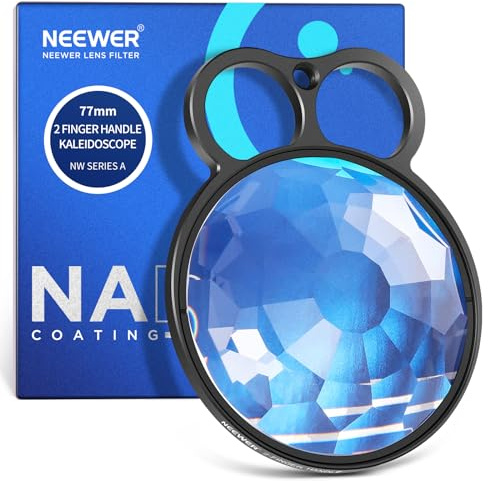 NEEWER 77mm Handheld Kaleidoscope Prism Lens Filter, Glass Prism Camera Lens Effect Filter with 2 Finger Handle, Multi Refraction, Variable Number of Photographic Subjects, DSLR Photography Accessory