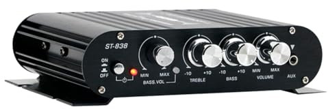 Stytpwra -838 Amplificateur HiFi 2.1 Canaux Voiture MP3 Mini Ampli EntréE AUX RéGlage des Basses Hautes et Basses Amplificateur Super Bass 20Wx2 + 40W