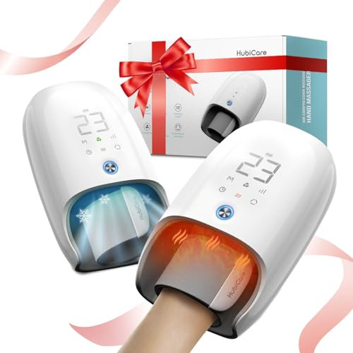HubiCare Handmassagegerät mit Wärme und Luftstrom, starker Luftkompression für Hand, Finger und Rollmassage, gegen Schmerzen und Steifheit, mit Akupressur und Reflexzonenfunktion zur Entspannung