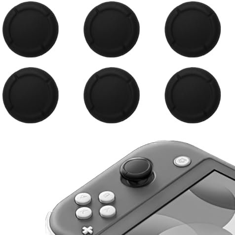 JINSIHU 6 Pieces Replacement Joystick Covers Joystick Cap Cover Thumb Grip Caps Thumbstick Caps Replacement Joystick Silicone Covers Analog Grip Cover Thumb Grip Covers Button Caps Black