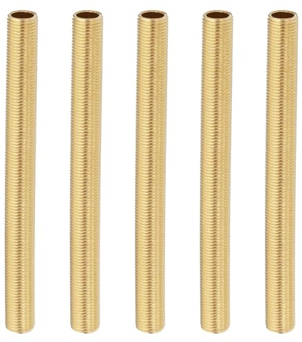PATIKIL M10 Fine Thread Brass Lamp Pipe Nipple 3.9 Length for Lamp Lights | 100mm,5Pcs,Hollow Tube Adapter Coupler Connector Pipe Fitting Hardware DIY Repair Part