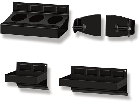 C&T Magnetic Toolbox Shelf,Magnetic Tool Tray,Paper Towel Holder,Parts Storage Trays Variety of Use, Durable, Magnets Any Metal Surface 4-Piece Set, Black